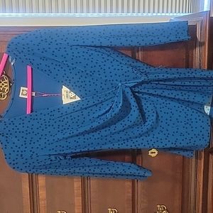 Anne Klein wrap shirt, blue, size medium. New with tags
